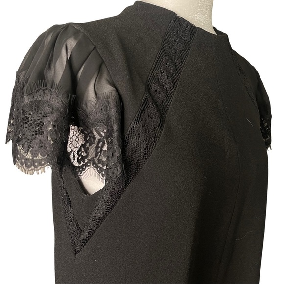 Nanette Lepore Size 10 Sheer Sleeved Fit and Flare Little Black Dress - Picture 7 of 14